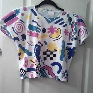 Vibrant Abstract Print Crop Top